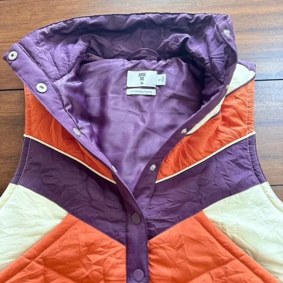 Anna Sui Target 20th Anniversary Collection Chevron Puffer Vest Orange Purple Sm - Picture 3 of 8